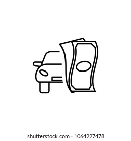 cash bills and car icon. Element of Car sales and repair for mobile concept and web apps. Thin line  icon for website design and development, app development. Premium icon on white background