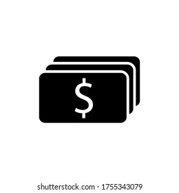 Cash black icon on white background. Money