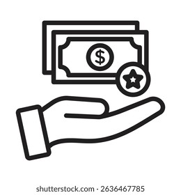 Cash bonus icon Thin line illustration
