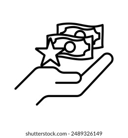 Cash bonus linear logo mark in black and white