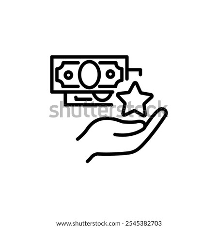 Cash bonus pixel perfect linear icon. Giving extra money. Supplemental income. Lump-sum payment. Thin line illustration. Contour symbol. Vector outline drawing. Editable stroke. Arial font used