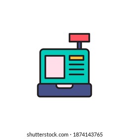cash box vector illustration. cashbox icon filled outline style design. isolated on white background