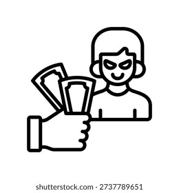 Cash Bribe Icon Line Vector Illustration
