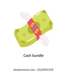 Cash bundle doodle vector outline Sticker. EPS 10 file