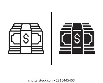 Cash Bundle Outline and Filled Vector Icon