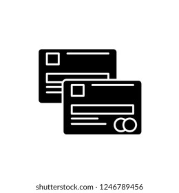 Cash cards black icon, vector sign on isolated background. Cash cards concept symbol, illustration 