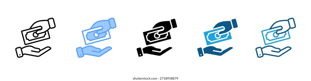 Conjunto de iconos de efectivo y tarjetas colección de estilos múltiples