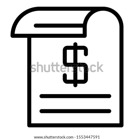 Cash check icon. Outline cash check vector icon for web design isolated on white background
