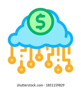 cash cloud icon vector. cash cloud sign. color symbol illustration