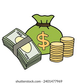 cash and coin economy vector clipart