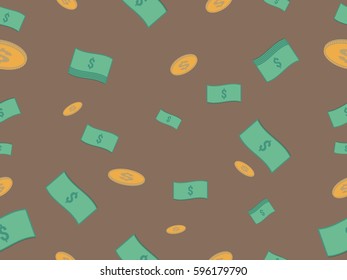 Cash and coin seamless pattern