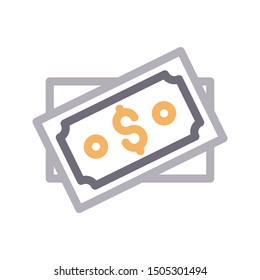 cash colour line vector icon