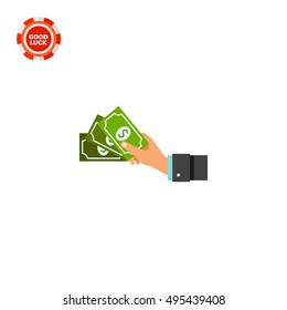 Cash Concept Icon with Dollar Banknotes