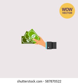 Cash Concept Icon with Dollar Banknotes