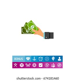 Cash Concept Icon with Dollar Banknotes