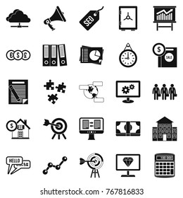 Cash consideration icons set. Simple set of 25 cash consideration vector icons for web isolated on white background