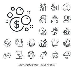 Cash corruption sign. Cash money, loan and mortgage outline icons. Launder money line icon. Tax avoidance symbol. Launder money line sign. Credit card, crypto wallet icon. Vector