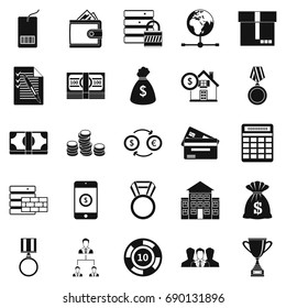 Cash costs icons set. Simple set of 25 cash costs vector icons for web isolated on white background