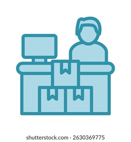 Cash Counter dual tone blue color, mini illustration icon. use for modern concept, print, UI, UX kit, web and app development. Vector related to sales, logistic and ecommerce