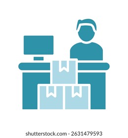 Cash Counter dual tone blue color, mini illustration icon. use for modern concept, print, UI, UX kit, web and app development. Vector related to sales, logistic and ecommerce