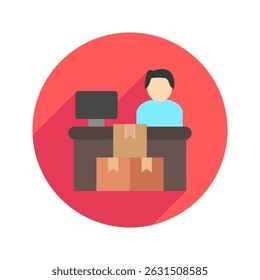 Cash Counter rounded flat color, mini illustration icon. use for modern concept, print, UI, UX kit, web and app development. Vector related to sales, logistic and ecommerce