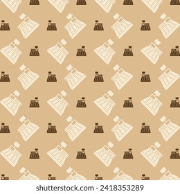 Cash Counter trendy repeating pattern brown abstract background vector illustration