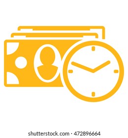 Cash Credit icon. Vector style is flat iconic symbol with rounded angles, yellow color, white background.