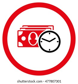 Cash Credit rounded icon. Vector illustration style is flat iconic bicolor symbol, intensive red and black colors, white background.
