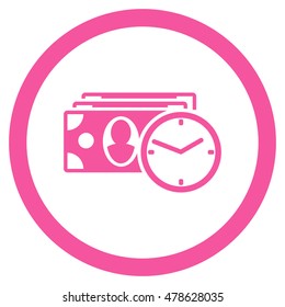 Cash Credit rounded icon. Vector illustration style is flat iconic symbol, pink color, white background.