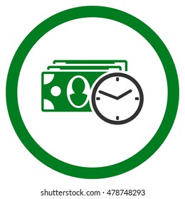 Cash Credit rounded icon. Vector illustration style is flat iconic bicolor symbol, green and gray colors, white background.