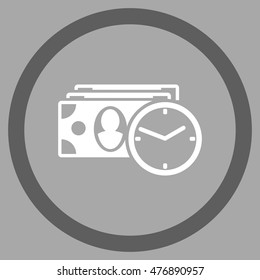 Cash Credit vector bicolor rounded icon. Image style is a flat icon symbol inside a circle, dark gray and white colors, silver background.