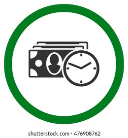 Cash Credit vector bicolor rounded icon. Image style is a flat icon symbol inside a circle, green and gray colors, white background.