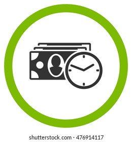 Cash Credit vector bicolor rounded icon. Image style is a flat icon symbol inside a circle, eco green and gray colors, white background.