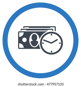 Cash Credit vector bicolor rounded icon. Image style is a flat icon symbol inside a circle, smooth blue colors, white background.