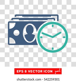 Cash Credit vector icon. Image style is a flat cobalt and cyan pictogram symbol.