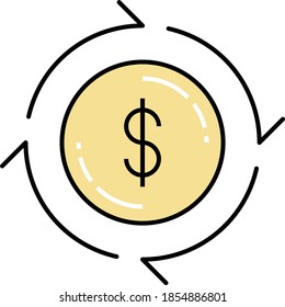 Cash Cycle Concept, Dollar Supply and Circulation Vector Icon Design, Financier and investors Symbol on White Background, Business Capitalism and Finance Sign,