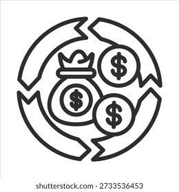Cash Cycle Icon. Simple Vector Outline Illustration