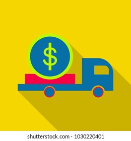 Cash Delivery Car vector icon. Designed for web and software interfaces.