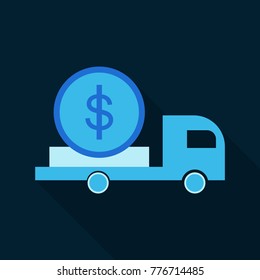 Cash Delivery Car vector icon. Designed for web and software interfaces.