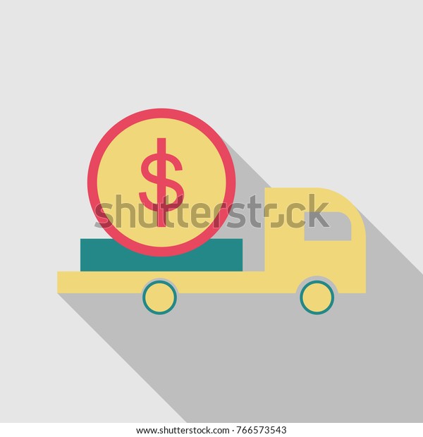 Cash Delivery Car vector icon. Designed for\
web and software\
interfaces.