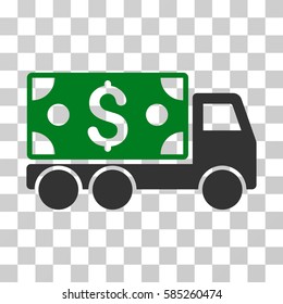 Cash Delivery icon. Vector illustration style is flat iconic bicolor symbol, green and gray colors, transparent background. Designed for web and software interfaces.