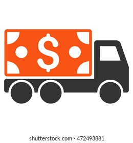 Cash Delivery icon. Vector style is bicolor flat iconic symbol with rounded angles, orange and gray colors, white background.