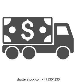 Cash Delivery icon. Vector style is flat iconic symbol with rounded angles, gray color, white background.