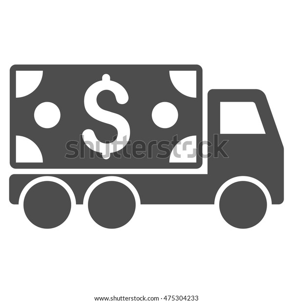 Cash Delivery icon.\
Vector style is flat iconic symbol with rounded angles, gray color,\
white background.