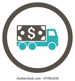 Cash Delivery rounded icon. Vector illustration style is flat iconic bicolor symbol, grey and cyan colors, white background.