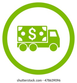 Cash Delivery rounded icon. Vector illustration style is flat iconic symbol, eco green color, white background.
