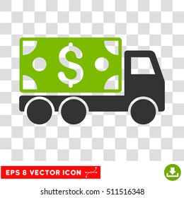 Cash Delivery vector icon. Image style is a flat eco green and gray icon symbol.