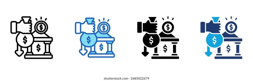 Icono de depósito en efectivo Ilustración vectorial de estilo múltiple
