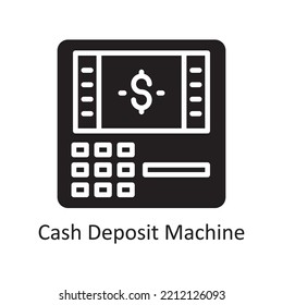 Cash Deposit Machine Vector Solid Icon Design illustration. Banking and Payment Symbol on White background EPS 10 File