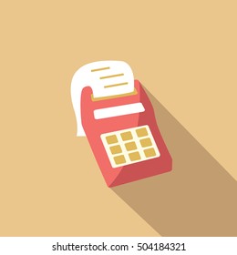 cash desk flat design illustration isolated in a light brown background